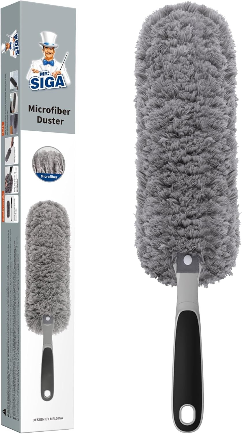 Lint Free Microfiber Duster, Washable Duster for Household Cleaning Gray