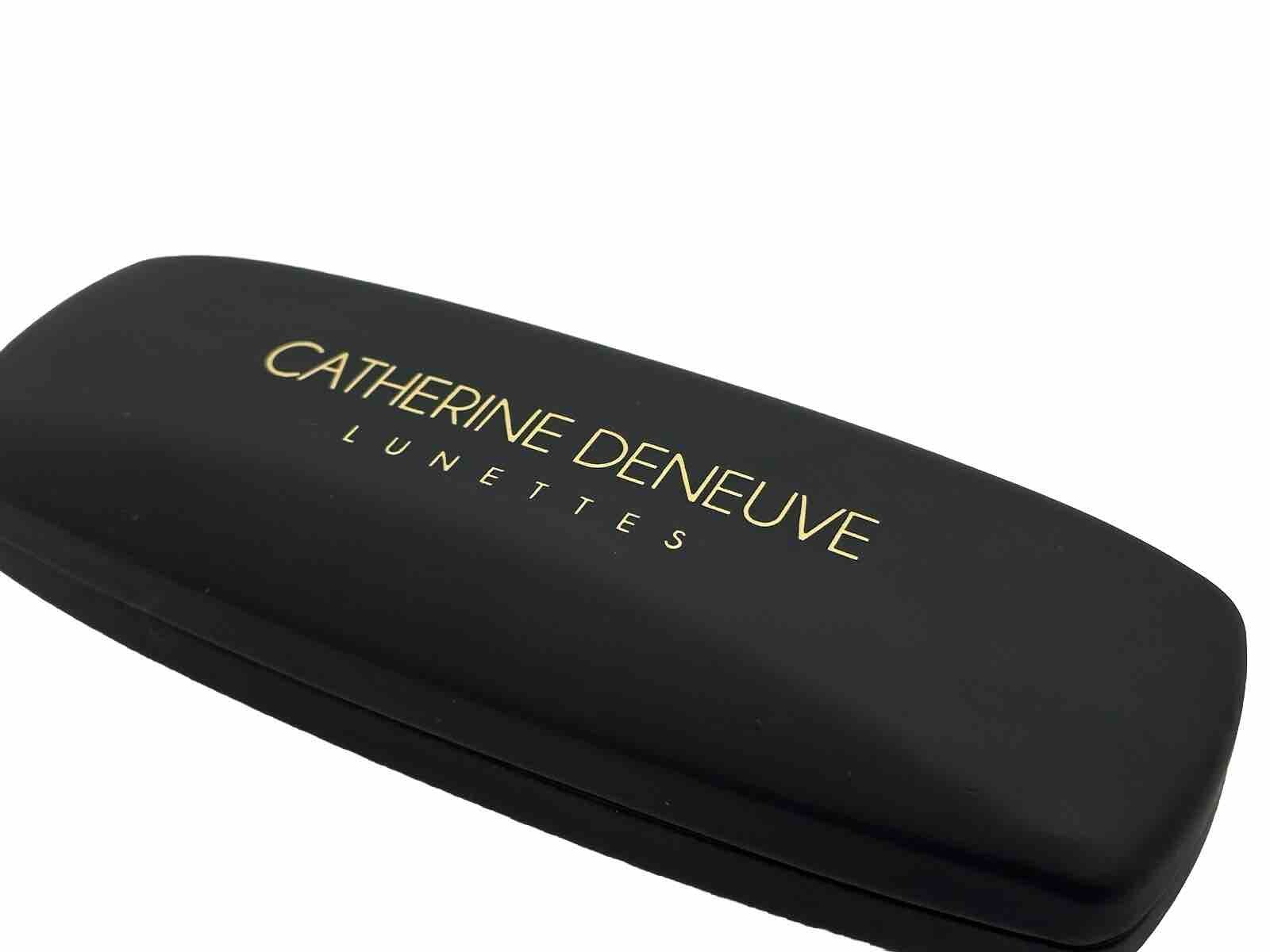NEW Catherine Deneuve Lunettes Black Hard Eyeglasses Case Spring Closure & Cloth