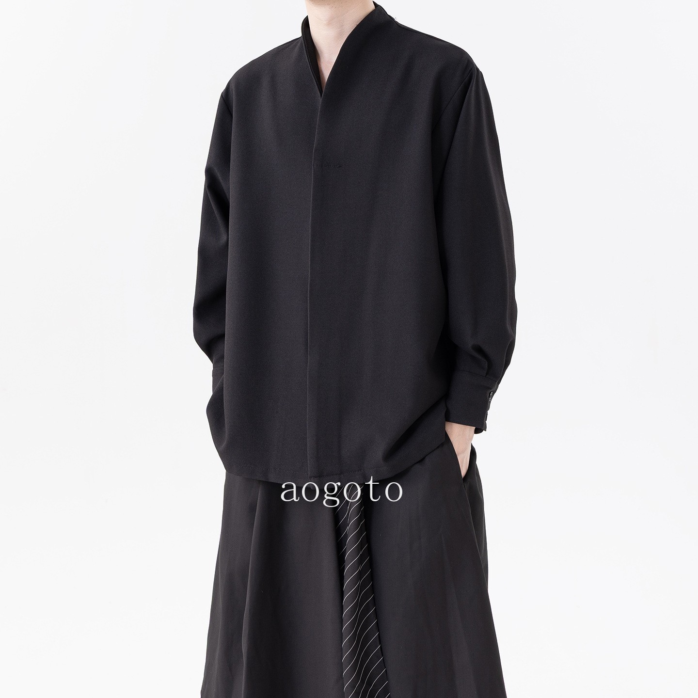 New Men Loose Casual Long Sleeved Shirt Chinese Style Summer Cotton Shirt Jacket