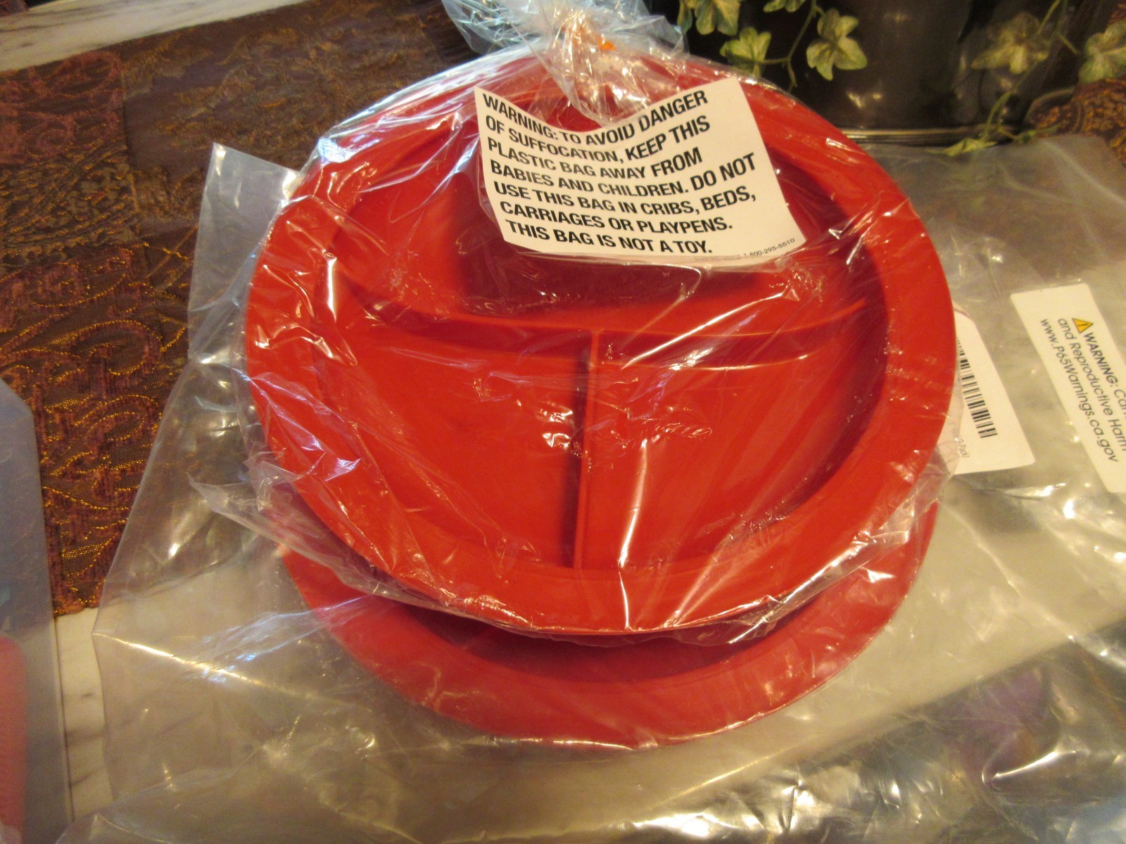 2 Pk 9" Red Spill proof Divided Partitioned Plate  Dementia Parkinson Alzheimers