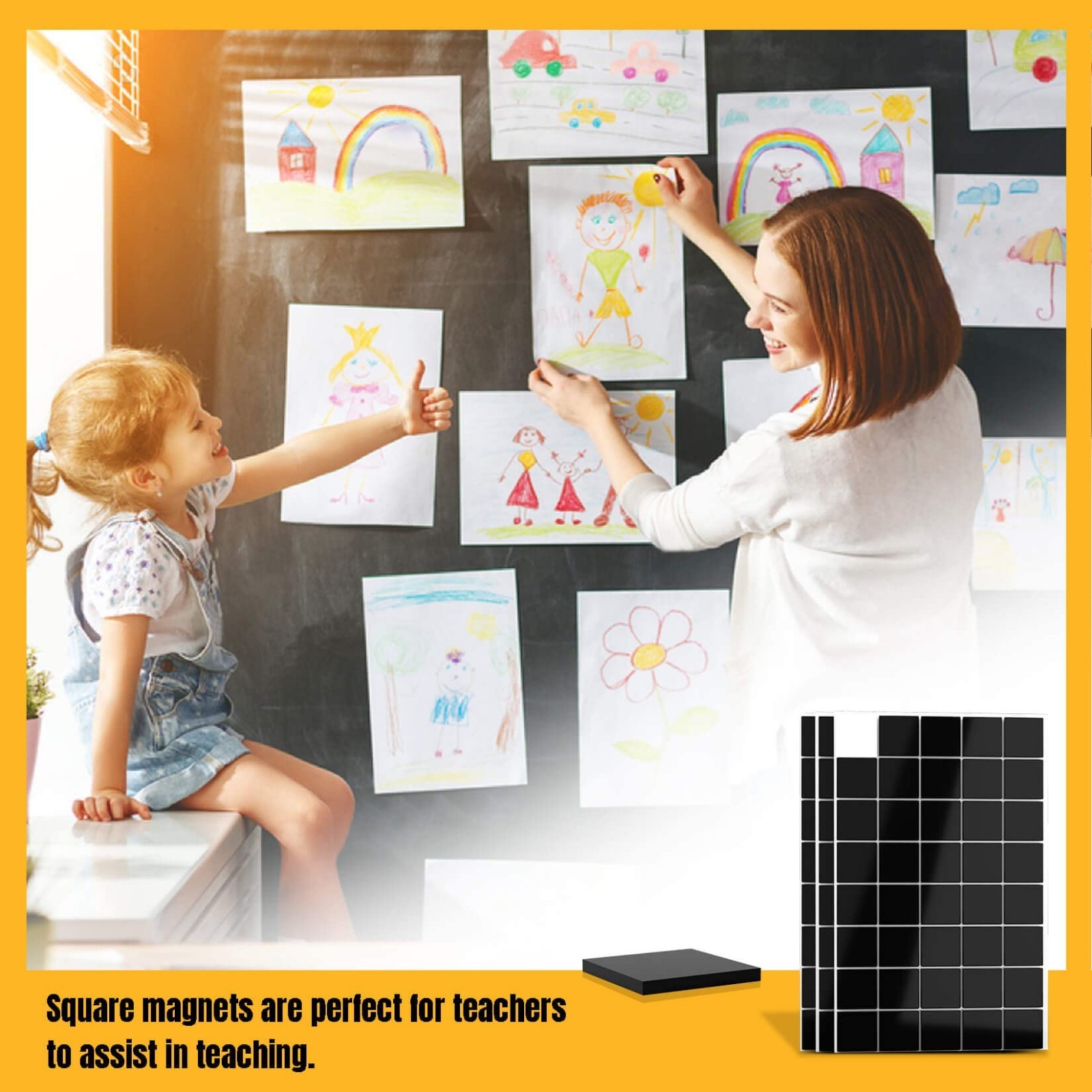 144Pcs Square Magnets Magnetic Tape Strip - Magnet Sheets with Adhesive Backin