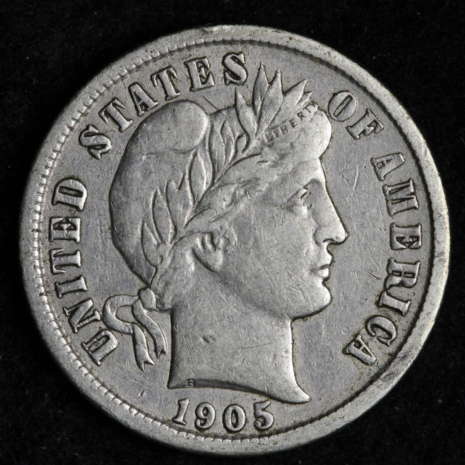 1905 Barber Silver Dime XF+ E301 UAM