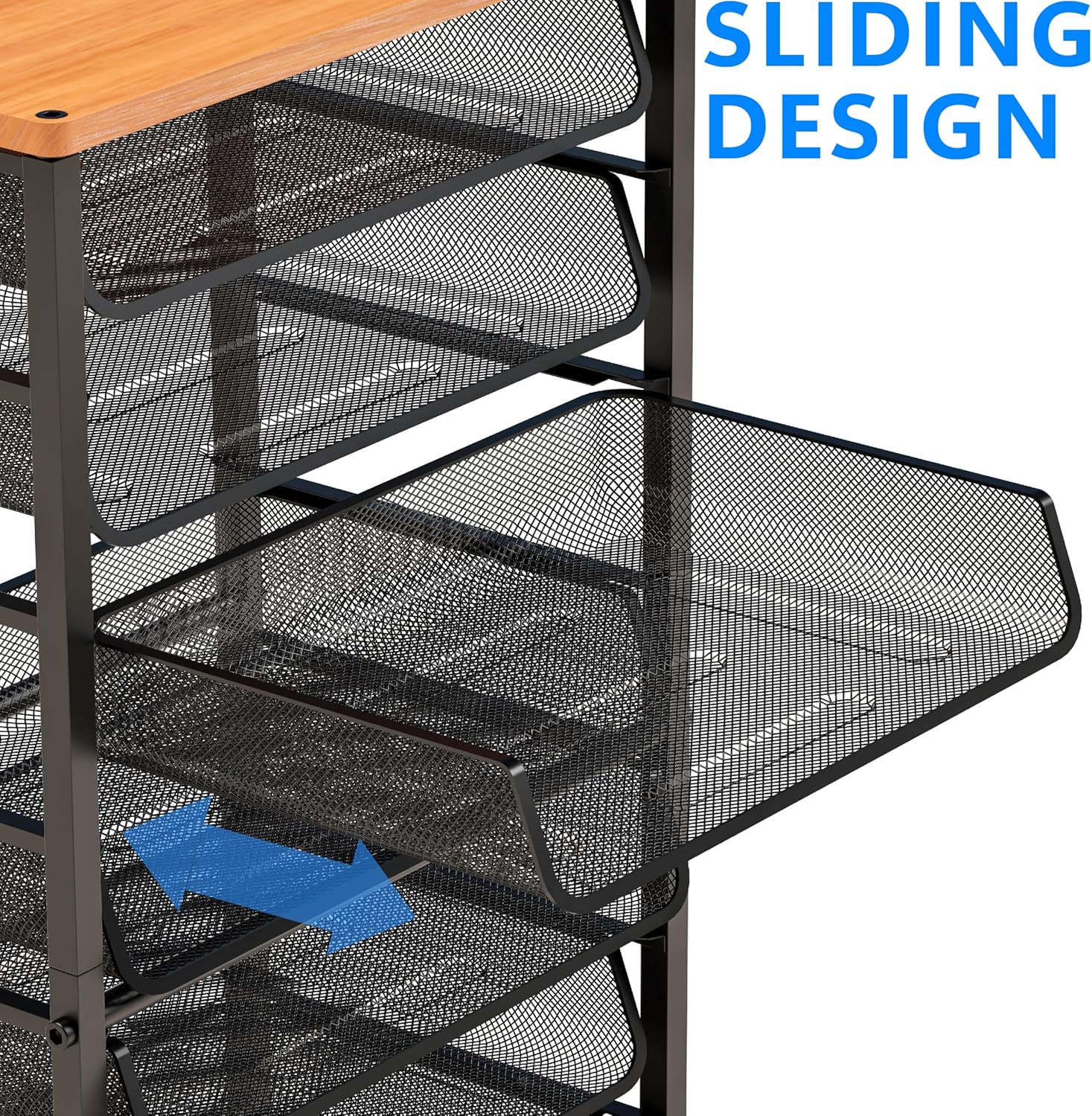 12-Tier Rolling File Cart - Multi-Functional Desk Organizer with Sliding Trays