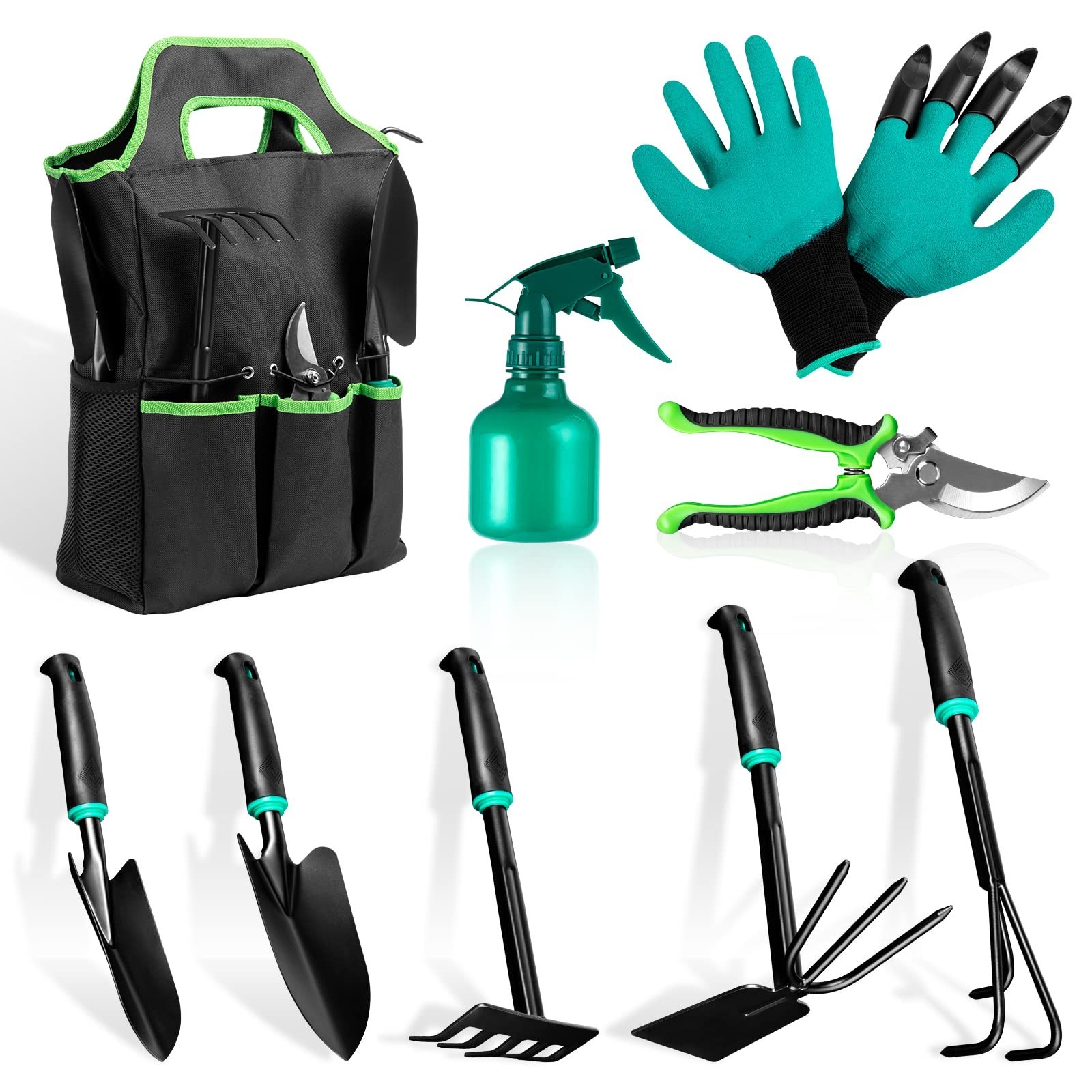 9 PCS Garden Tool Set Kids Gardening Tool Kit for Digging, Planting and Pruni...
