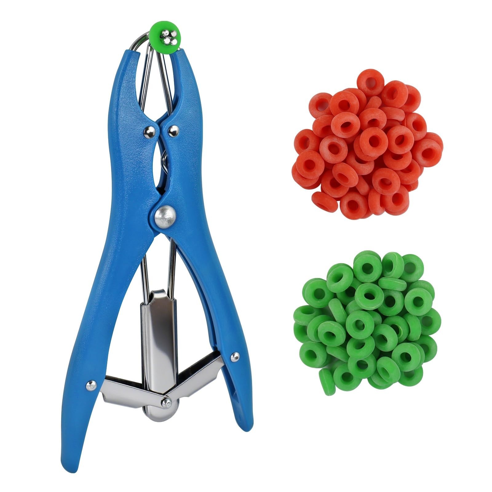 Calves Goat Banding Kit Expander Plier Bander 100 Bands Rings for Lambs Piglets
