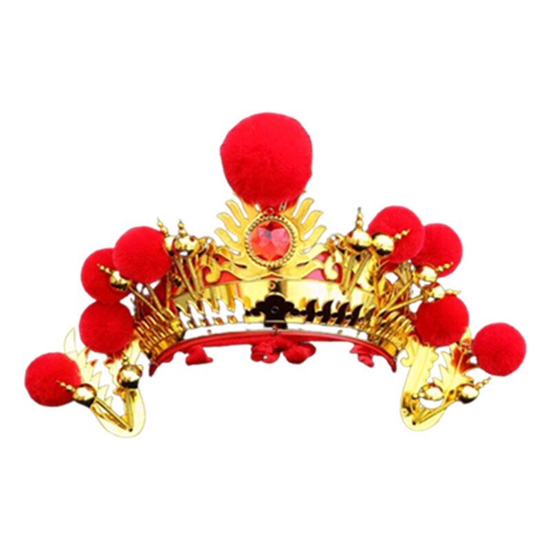 Chinese Opera Hat for Adults Villous Ball Drama Headdress Funny Festival Party