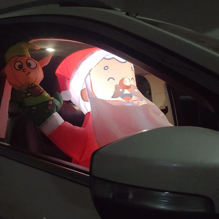 monsoon [CAR Santa] with Elf Inflatable Car Buddy Decoration Christmas Holidays