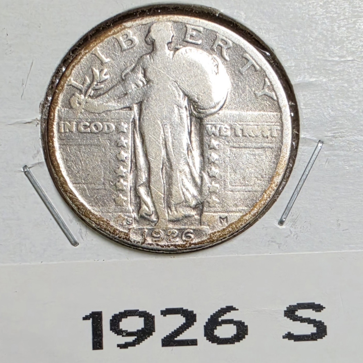 1926-S Standing Liberty Quarter 25C 0.9 Silver San Francisco KM#164