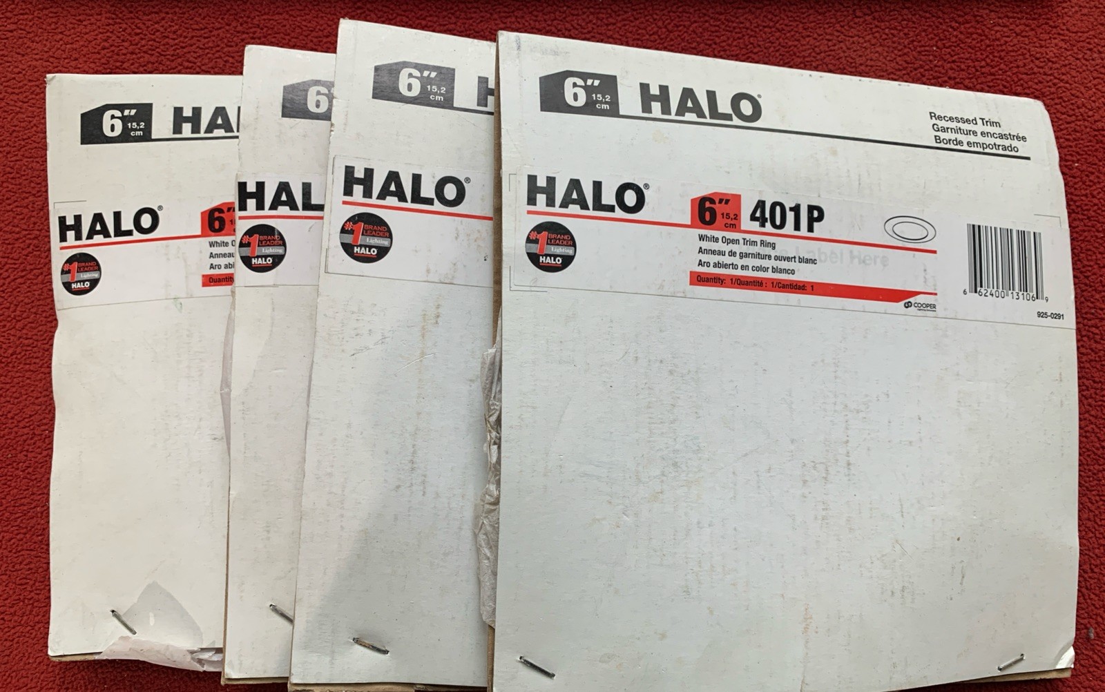 (Lot Of 4) HALO 401P 6" White Metal Recessed Light Trim - New In Box - Free Ship