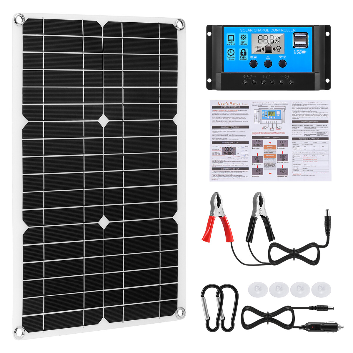 1/2 X 400 WSolar Panel Kit 100A 12V Battery Charger with Controller Caravan Boat