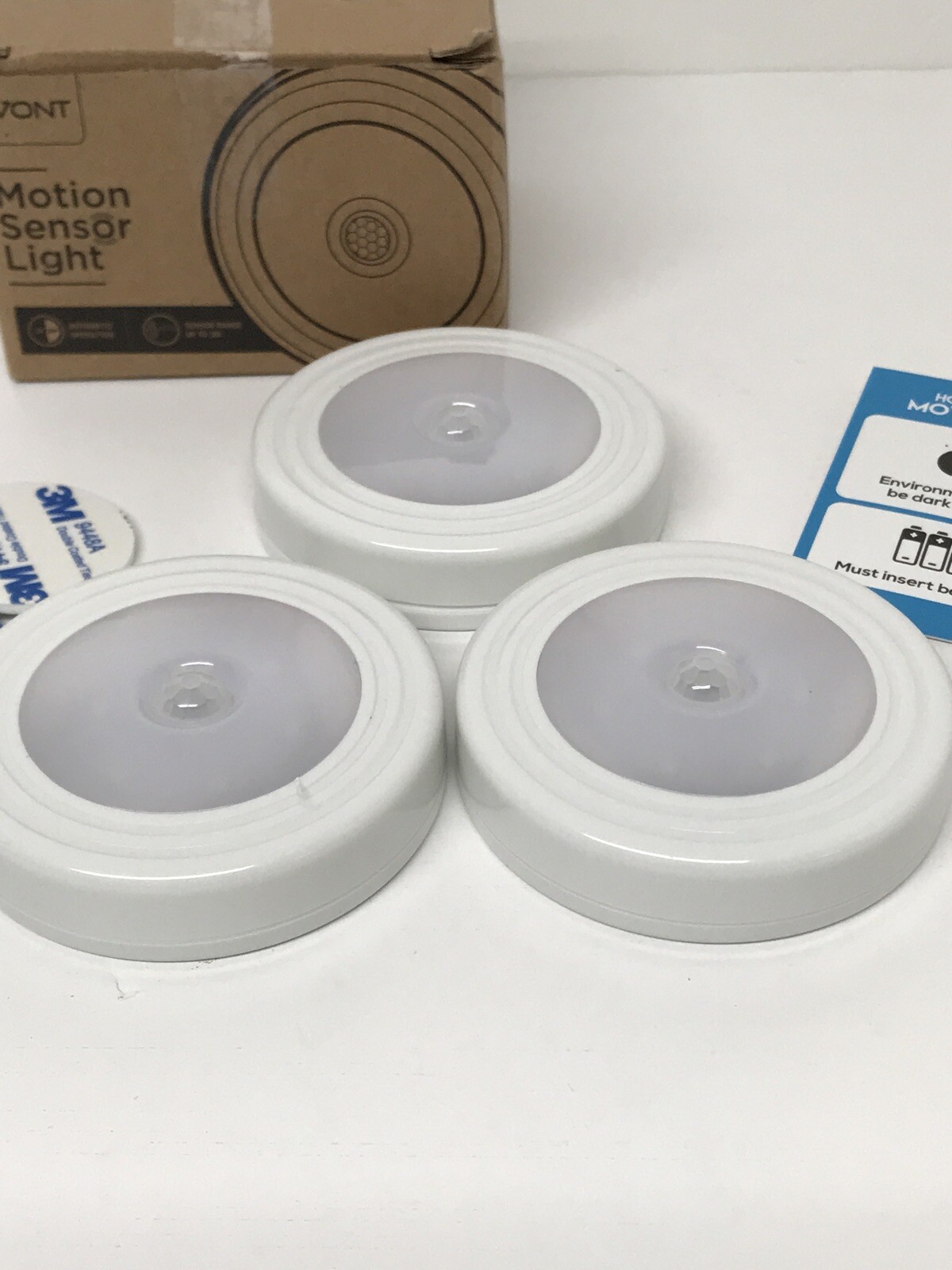 3-Pack Motion Sensor LED Light Closet & Wall Light, Stick Anywhere