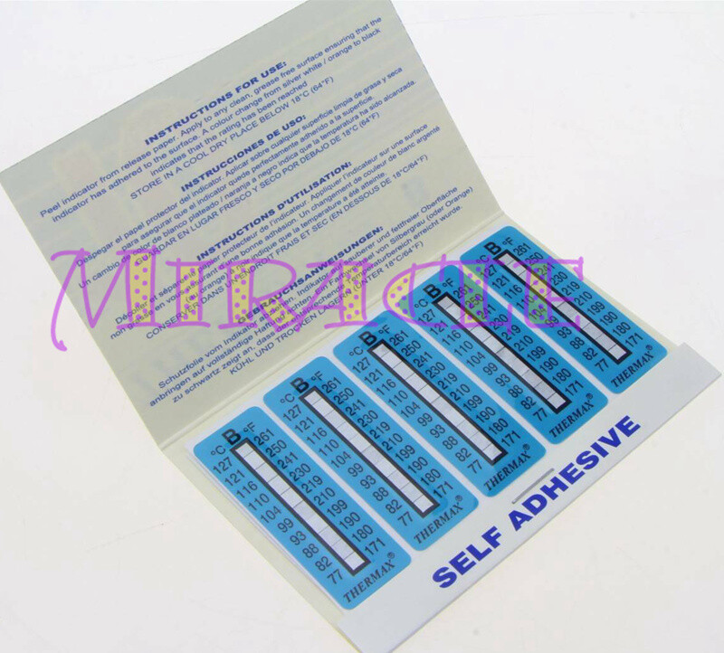 10 strips/pack For  10 Level Range B 77-127°C/171-261℉  Temperature Label