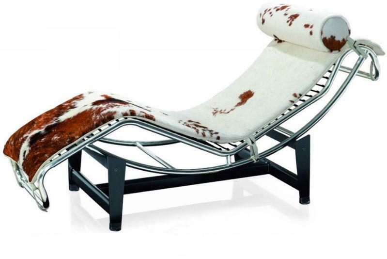 Classic modern design Le corbusier style LC4 lounge chair genuine cowhide brown
