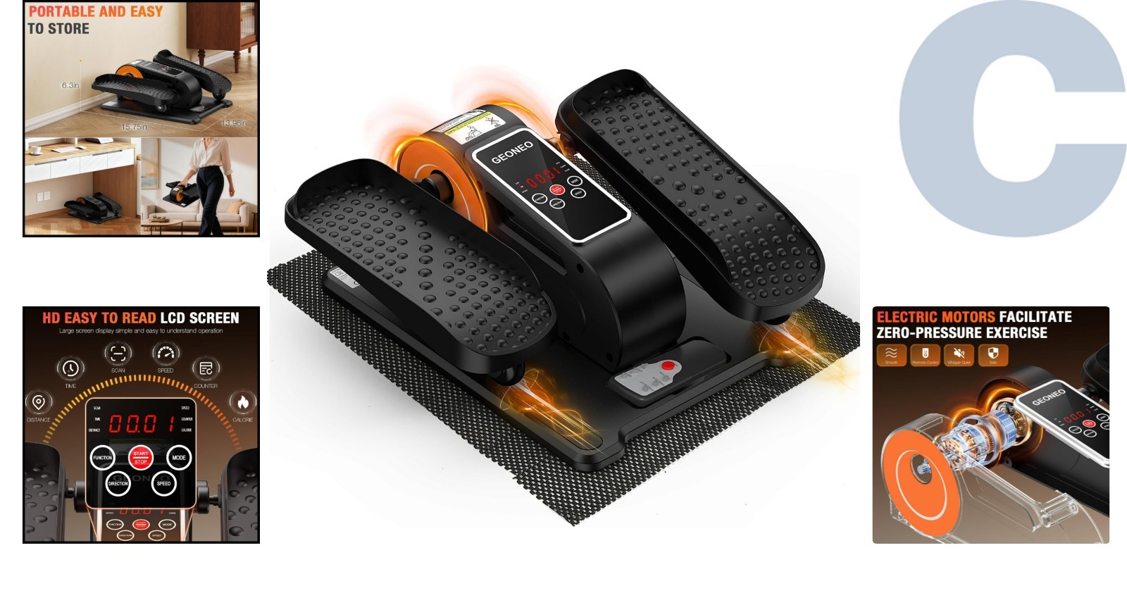 Under Desk Elliptical Machine for Seniors - 12 Speeds & Remote Control