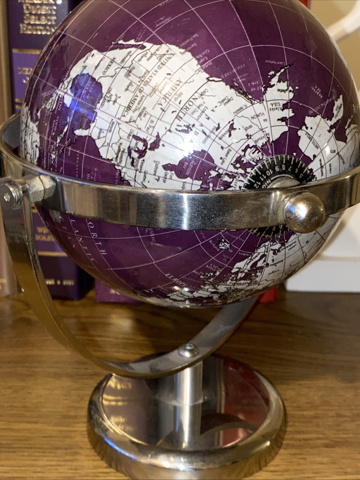 Desk Top Elegant Purple And Gray 8.5” Globe