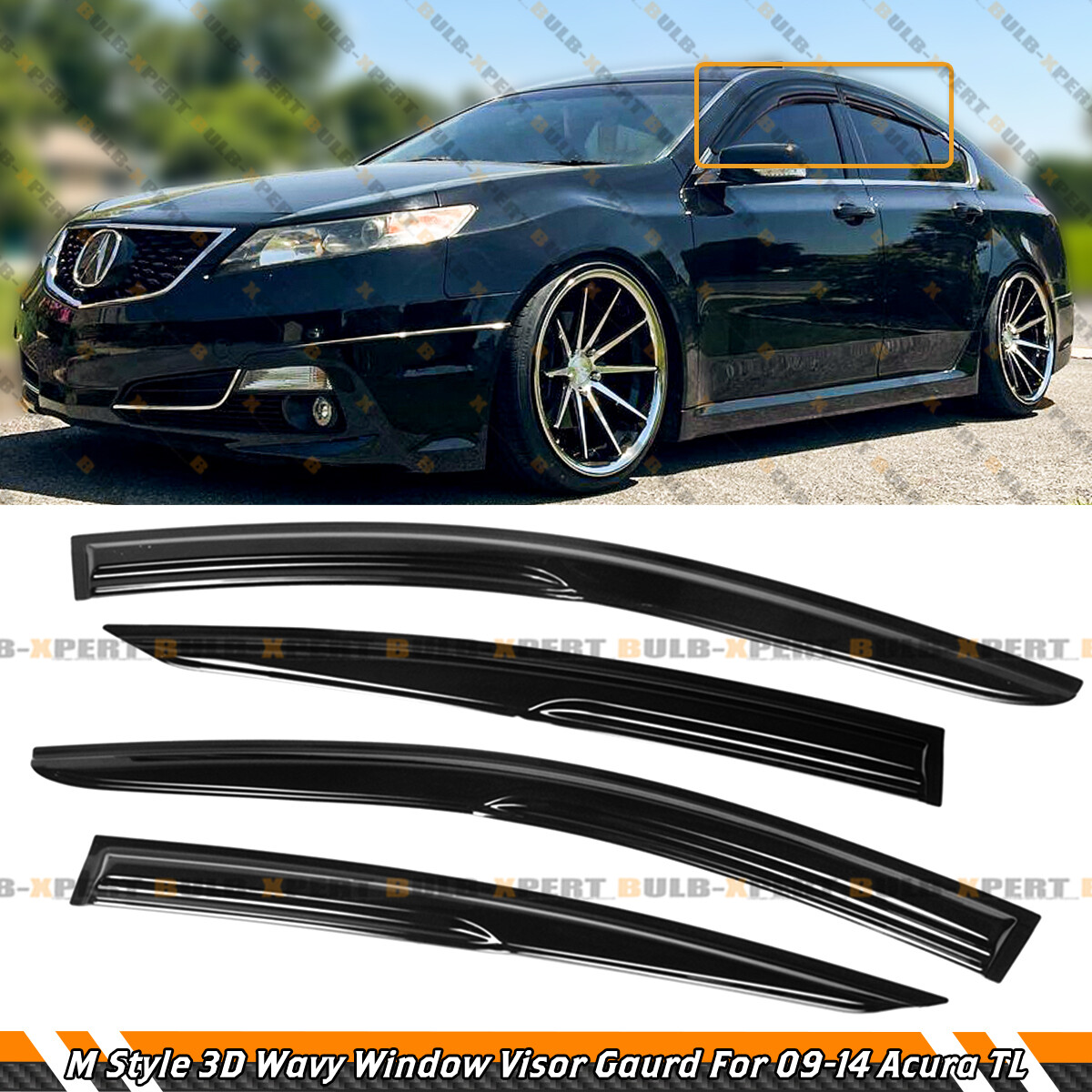 JDM MUG STYLE 3D WAVY WINDOW VISOR RAIN GUARD DEFLECTOR FOR 2009-2014 ACURA TL