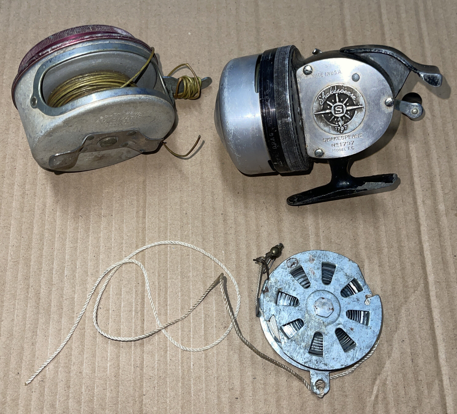 Lot 3⭐ Vintage Fishing Reels Shakespeare 1797 Whites Auto Fisher 1180 South Bend