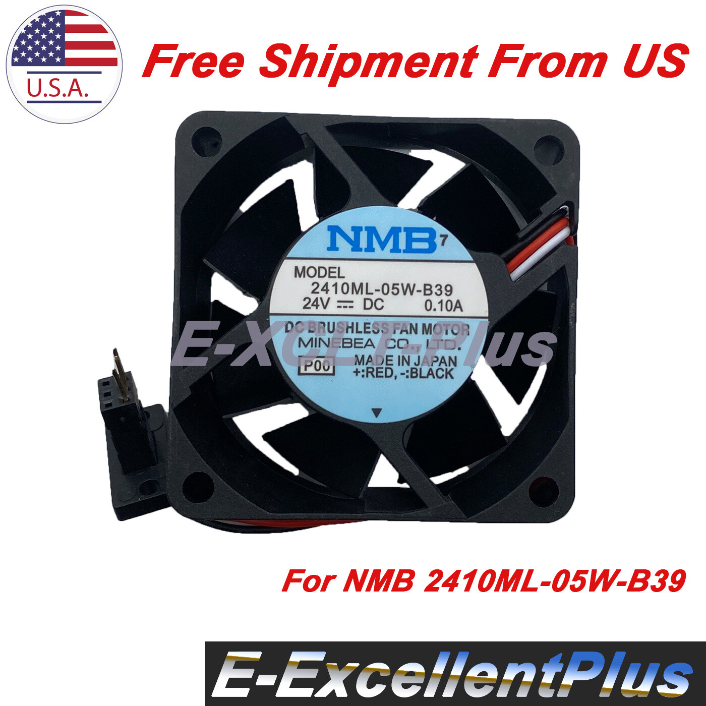 NMB 2410ML-05W-B39 Inverter Cooling Fan Axial Fan 24V 0.10A 3 Pin 60*60*25mm