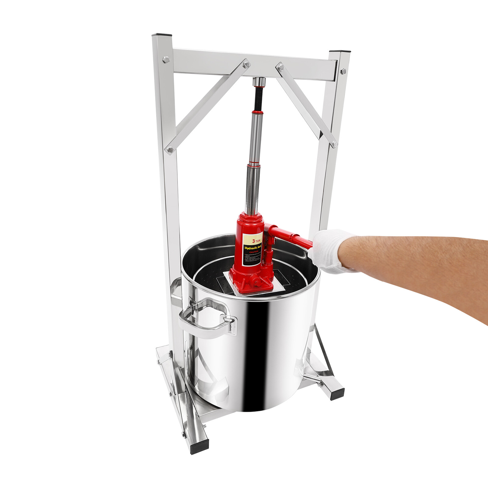 Fruit Wine Press, Stainless Steel Hydraulic Jack Press Extractor Silver