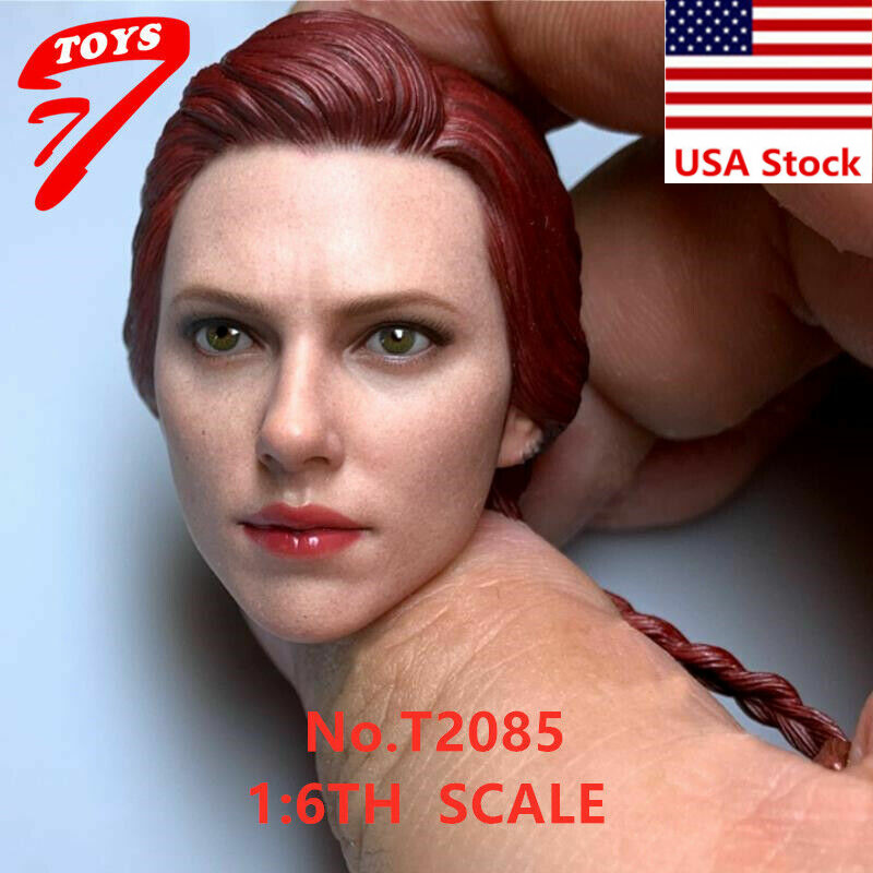 1/6 Female Black Widow Scarlett Johansson Head Carving Fit 12''PH Figure Body
