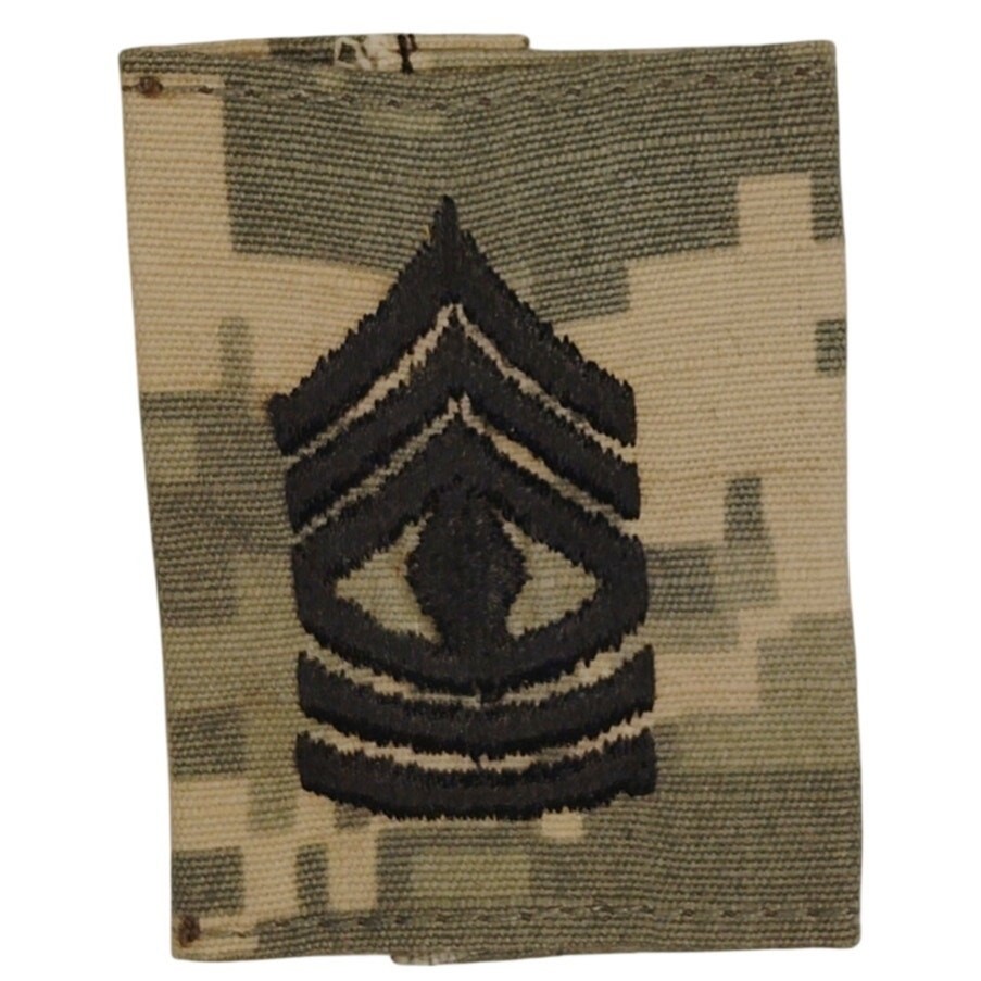 US Army First Sergeant 1SG E‑8 Rank Loop Black on ACU UCP Digital 2" × 1‑1/2"