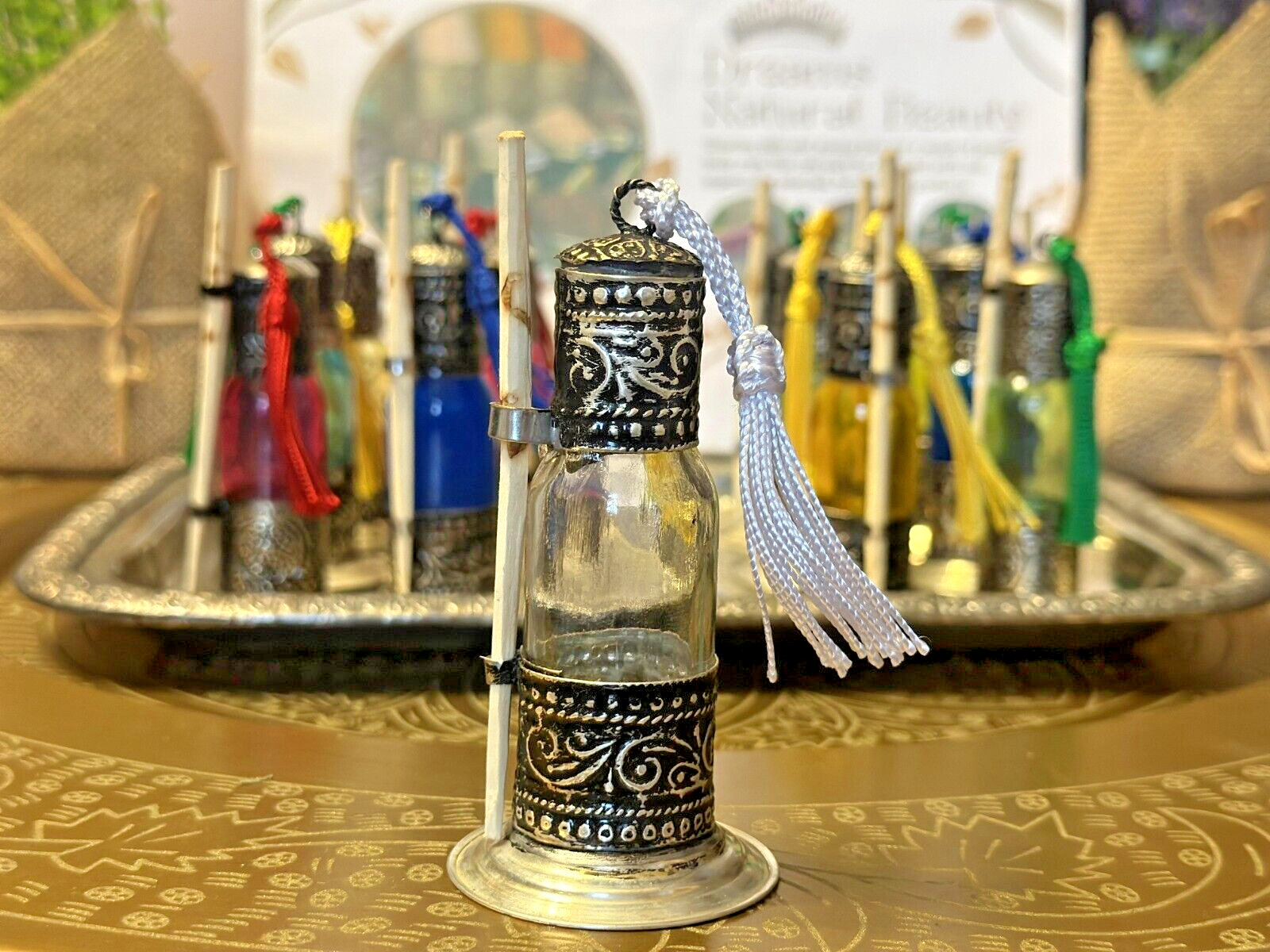 Handcrafted Moroccan Kohl Glass Metal Container