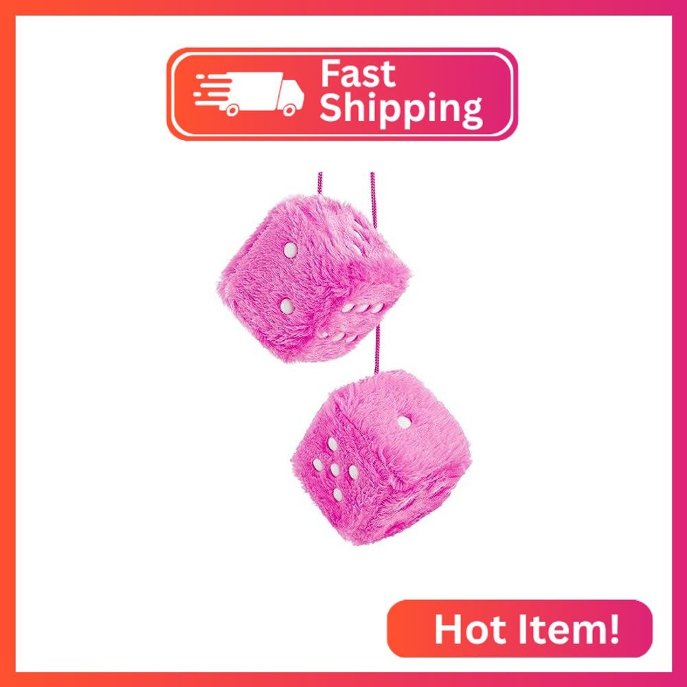 Fuzzy Dice for Car Mirror, Pair of Retro 2.75” Fuzzy Dice for Rear View Mirror w
