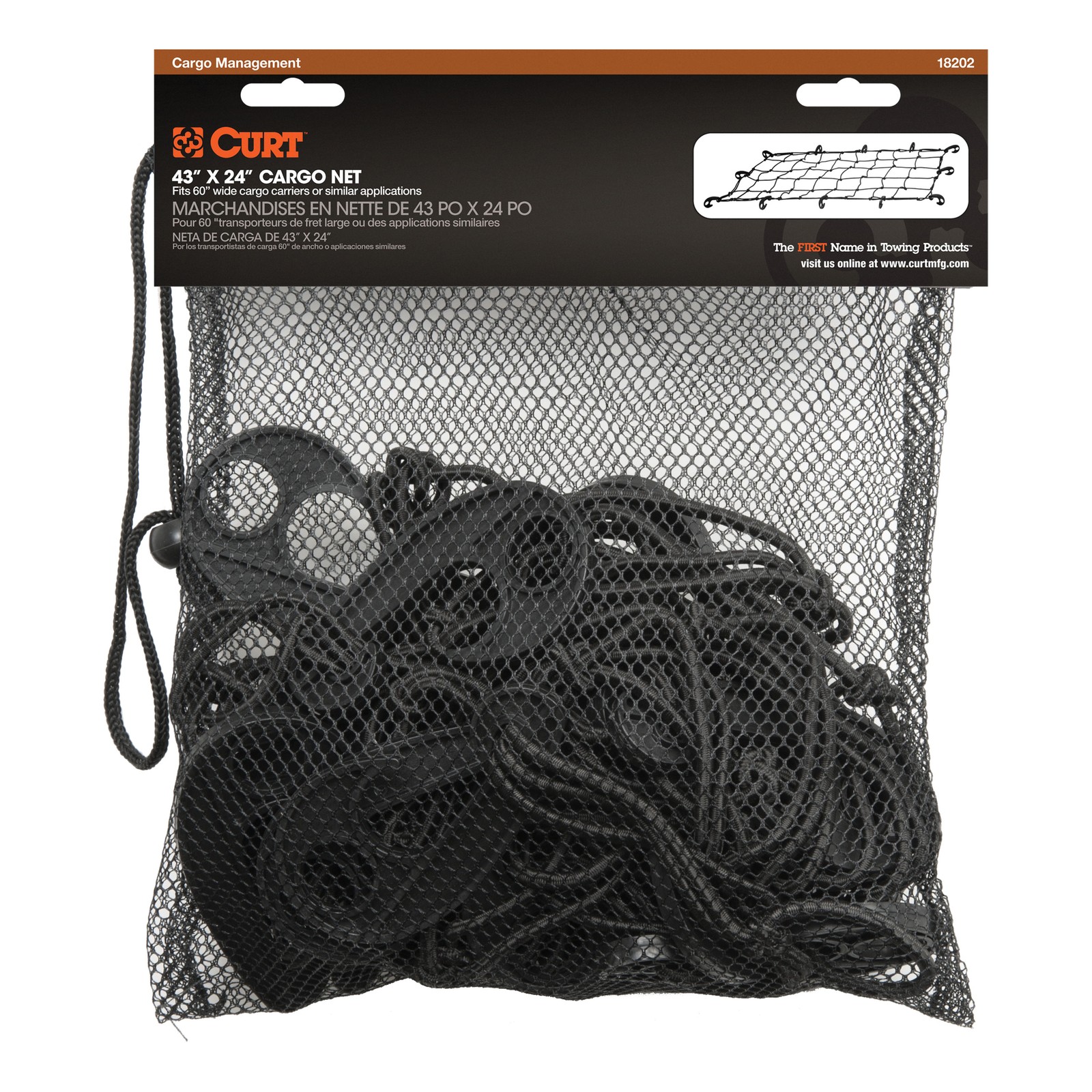 Curt 43" x 24" Elastic Cargo Net for Cargo Hitch Carrier