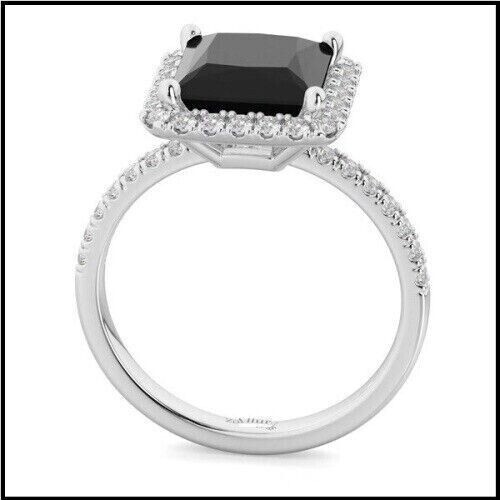 Lab-Created 3.80 Ct Princess Cut Black Diamond Engagement Ring 925 Silver
