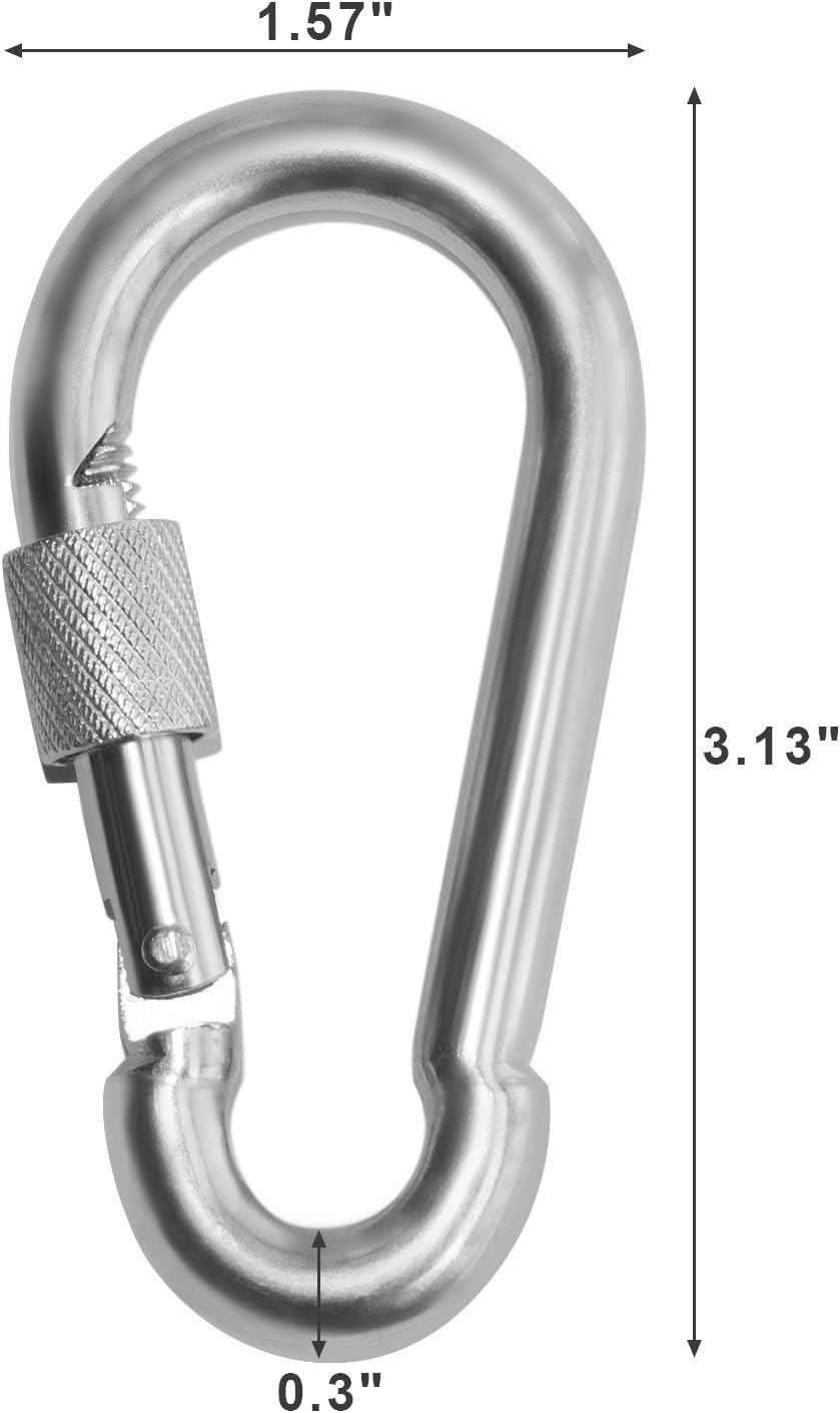 Durable Chrome Plated Locking Carabiners - 4 Pack for Camping & Everyday Tools