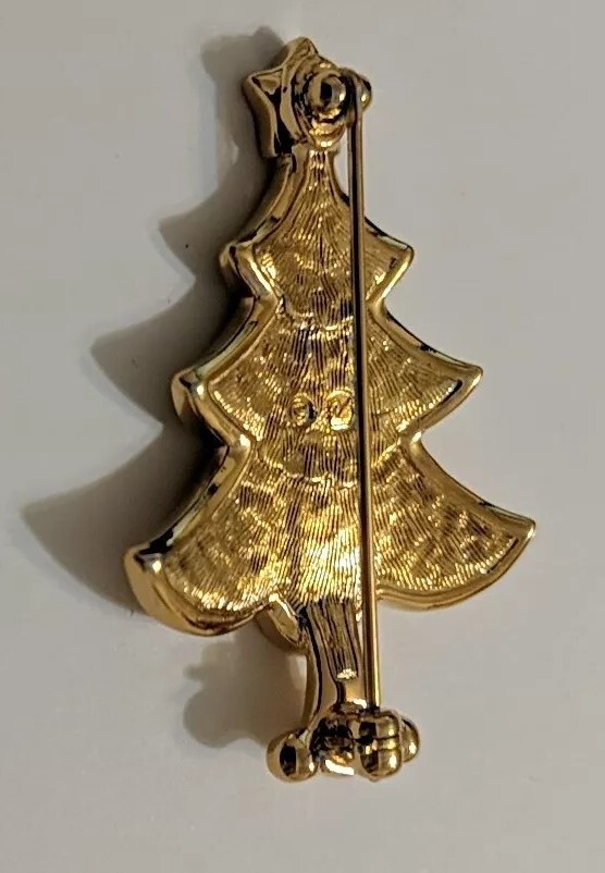 Gold Toned Swarovski Christmas Tree Pin/Brooch Signed