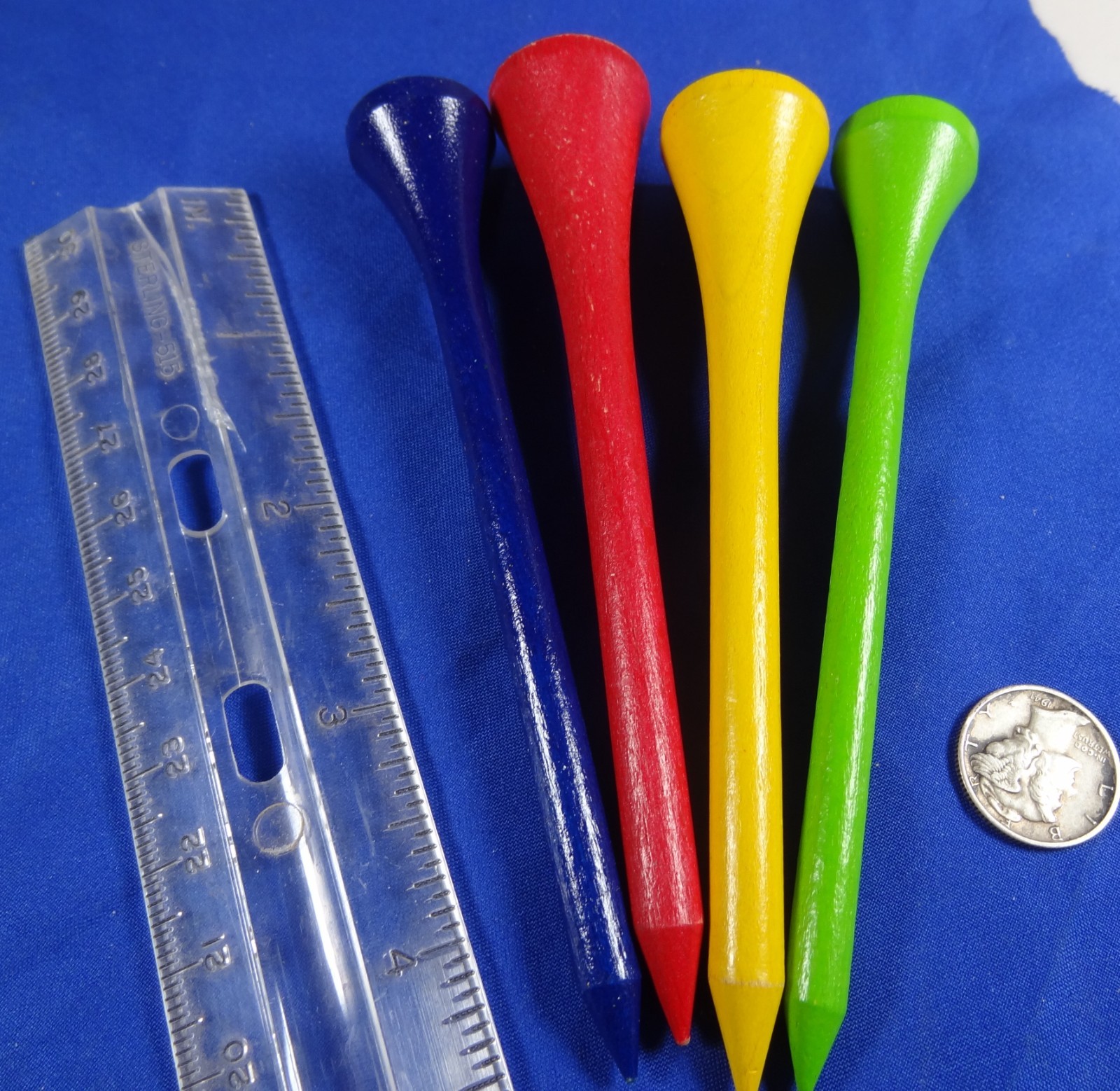 ANTIQUE VINTAGE LARGE 4 12" GOLF TEES GREAT COLLECTION 4 RARE GOLF TEES