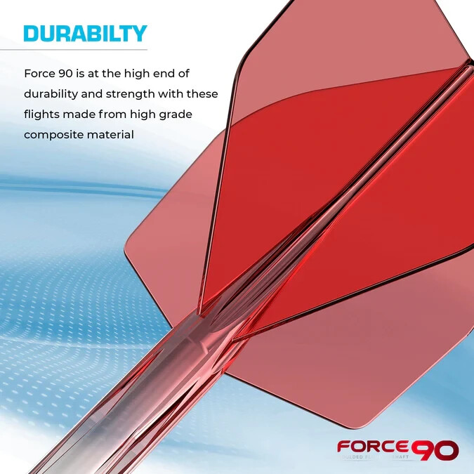 GRADIENT RED MEDIUM NO6 MISSION FORCE 90 1 PIECE MOLDED SHAFT & FLIGHT