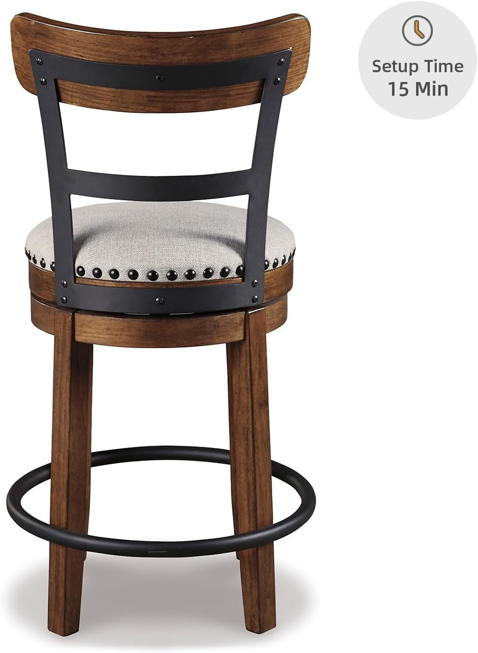 Signature Design by Ashley Valebeck Rustic Farmhouse Swivel Bar Stool – 24.5″ Co