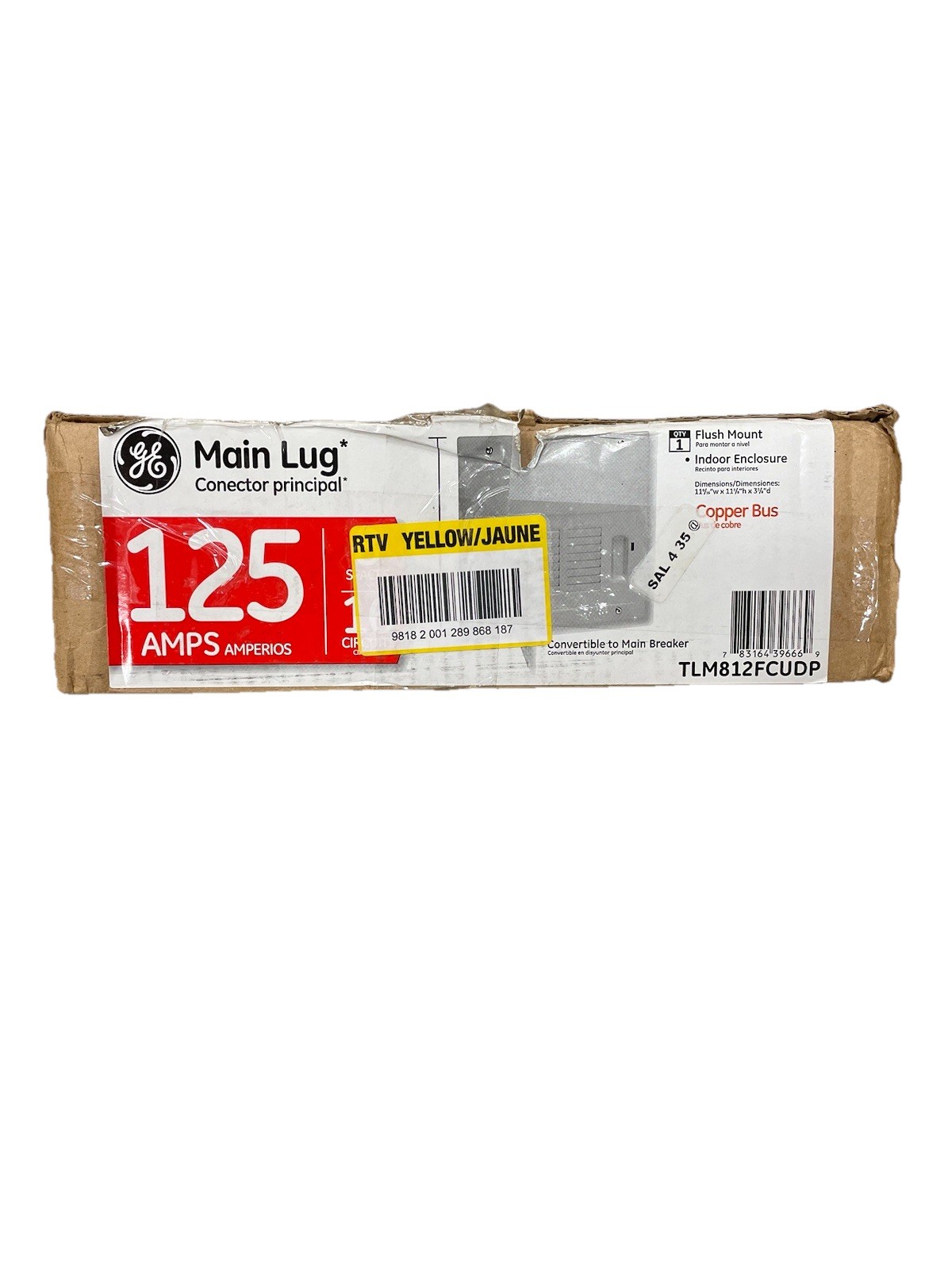 GE TLM812FCUDP Main Lug Load Center 125A 8-Space 16-Circuit