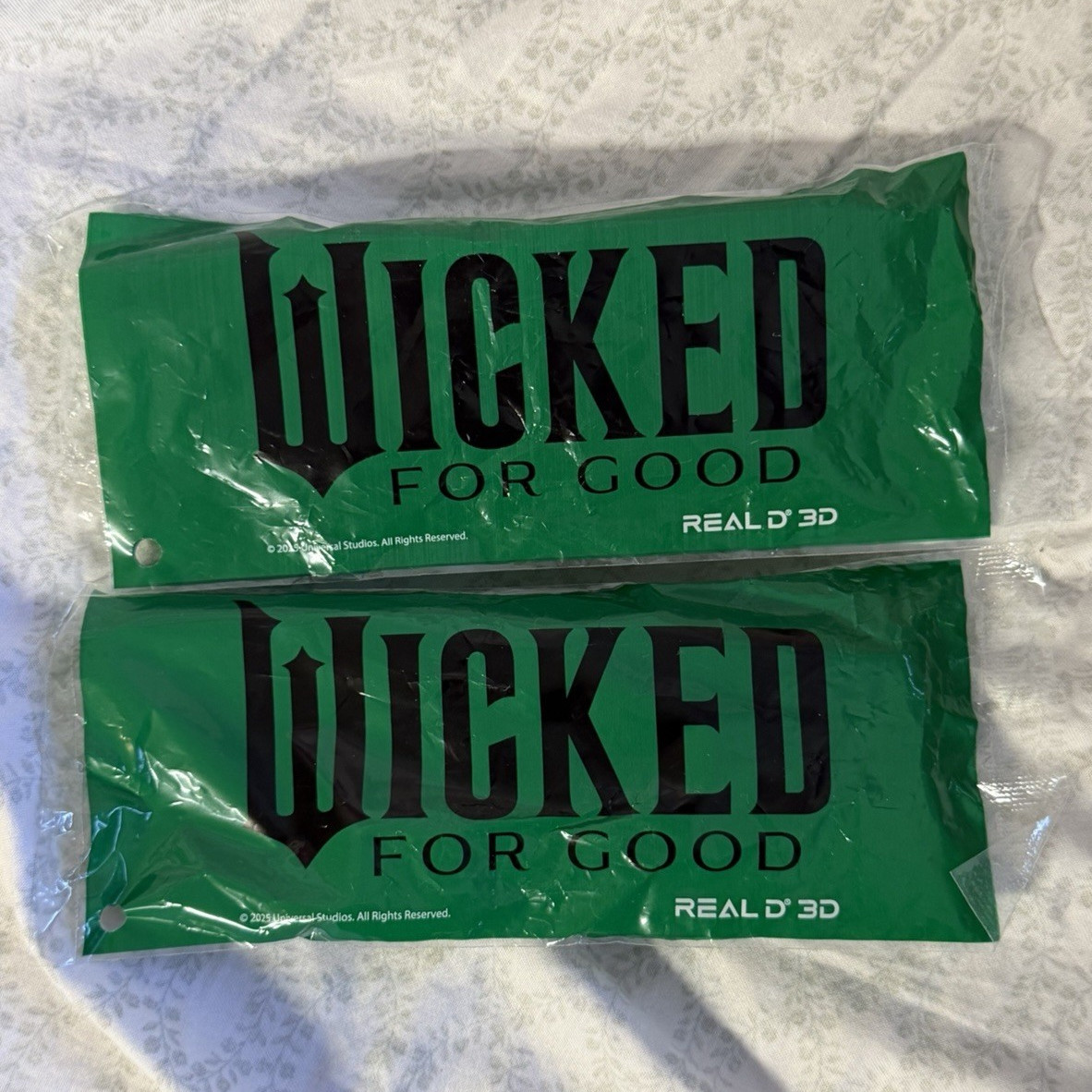 RealD 3D Glasses Promo Packets, Green, Wicked For Good Packaging (2) 2025