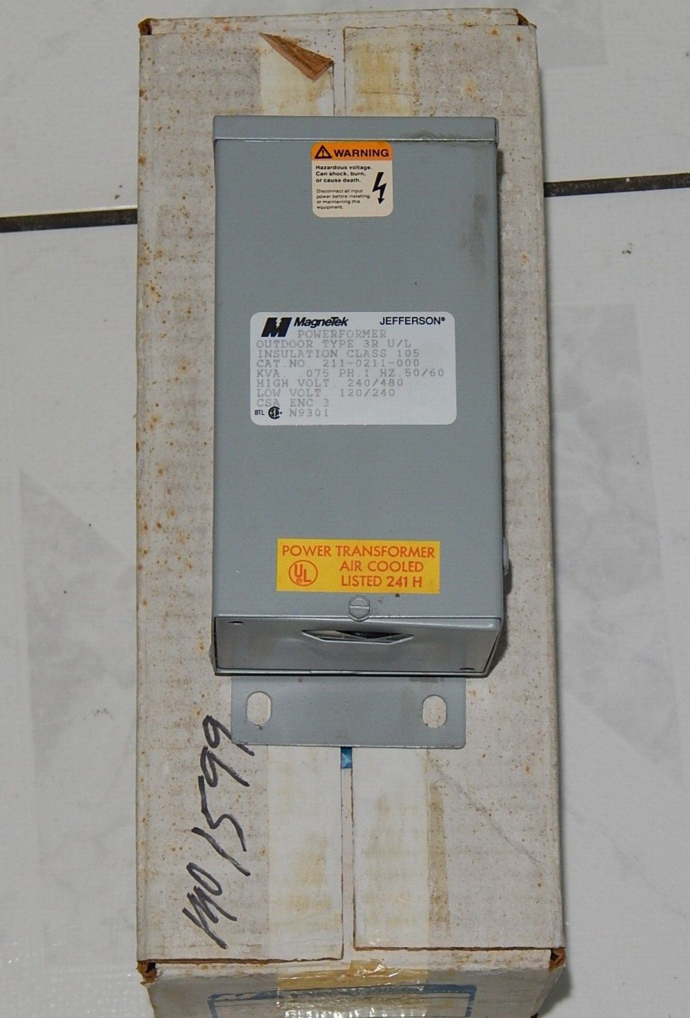 JEFFERSON MAGNETEK 211-0211-000 POWERFORMER , .075KVA / 240/480V 1PH
