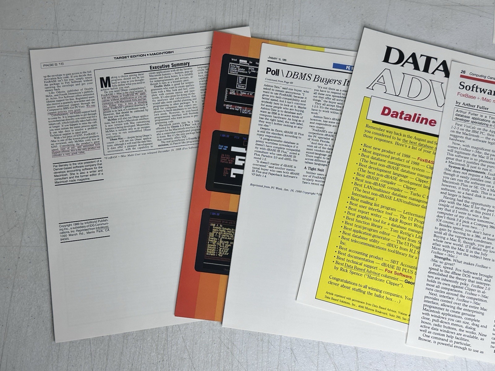 1989 FoxBASE+ Mac PC Price List Promo Pack Fox Software Database History