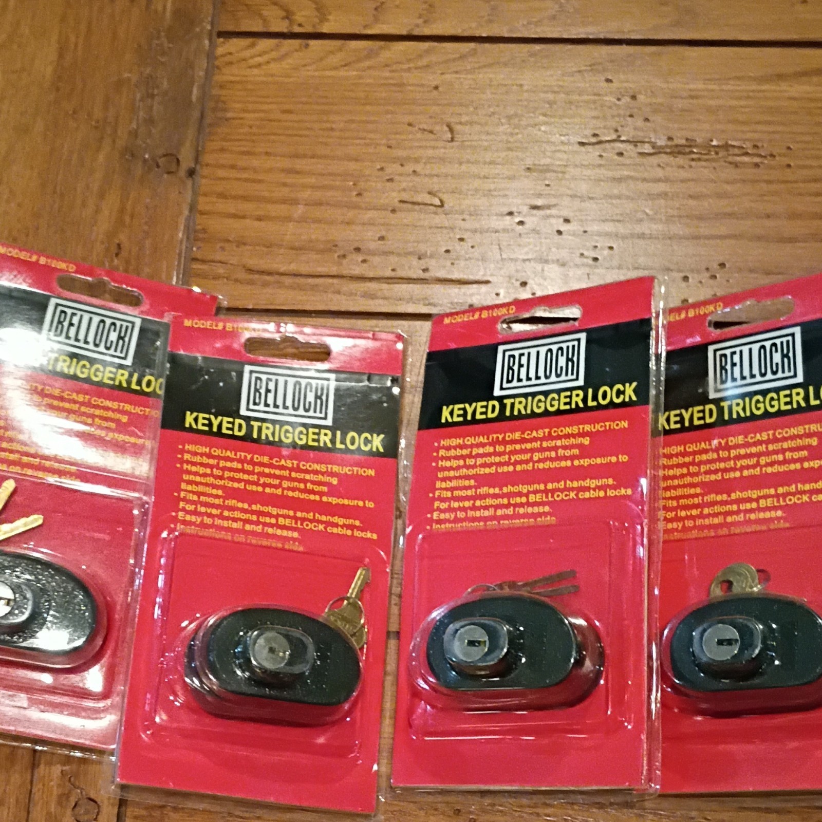 BELLOCK Keyed Trigger Lock B100KD Black for Rifle Shotgun Handguns set of 4