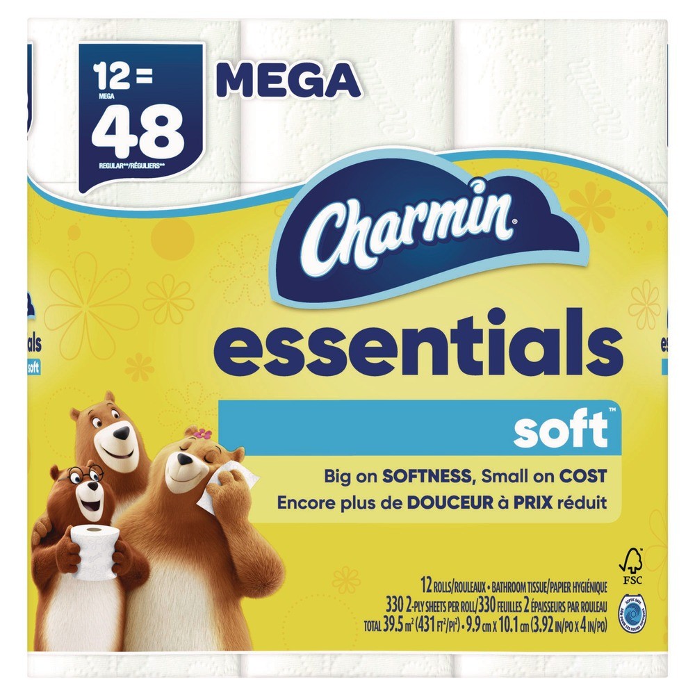 Charmin 03154 2-Ply Essentials Soft Bathroom Tissue - White (4 Packs/Carton) New
