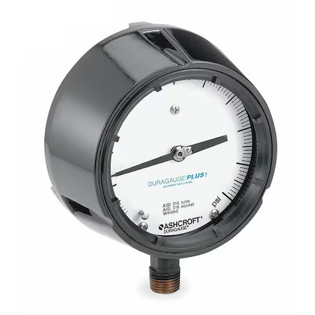 Ashcroft 451279Ss04lxll30 Process Pressure Gauge, 0 To 30 Psi, 4 1/2 In Dial,
