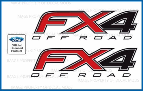 (2x) 12 13 14 Ford F150 FX4 Off Road Decals Stickers Truck bed Side red FH4B0