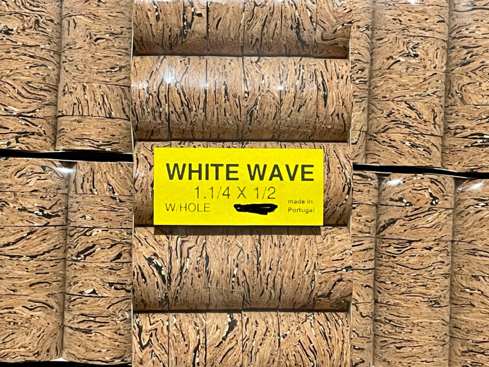 Cork Rings 12 White Wave Burl  , 1 1/4" x 1/2" x 1/4" Hole