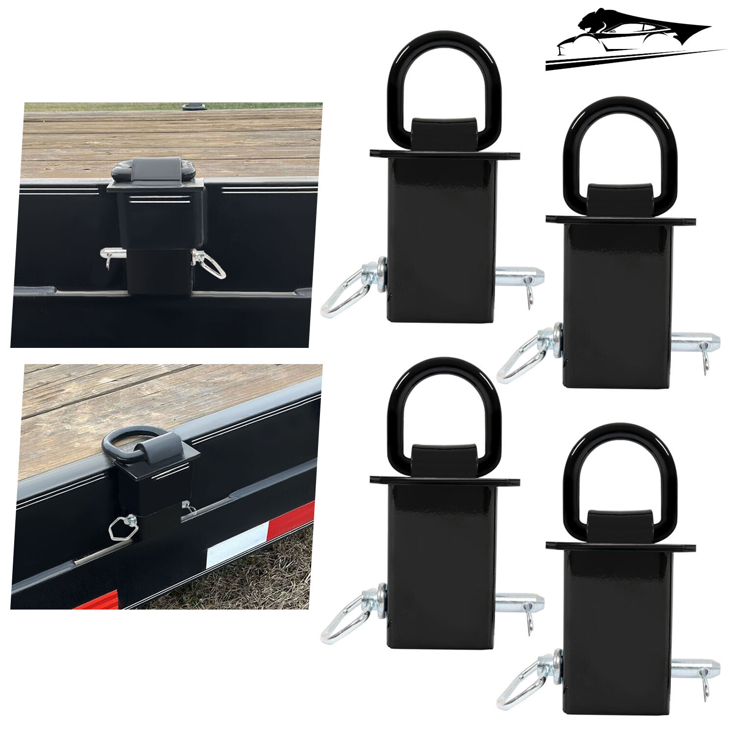 Universal  4-Heavy Duty 12,000 Lbs  Removable D-Ring Stake Pocket Powder Coated