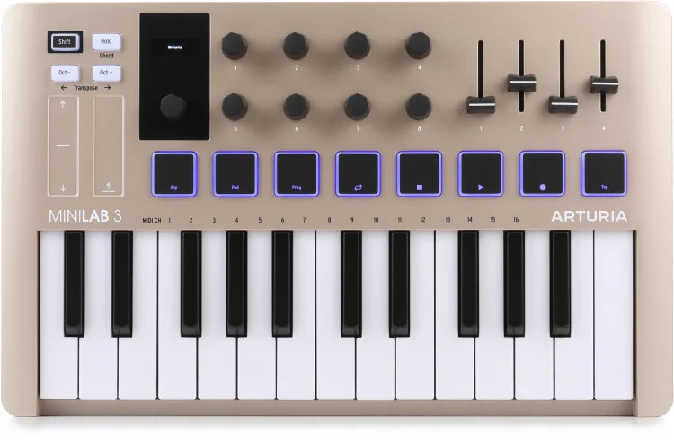 Arturia MiniLab 3 25 Slim-key Controller - Champagne