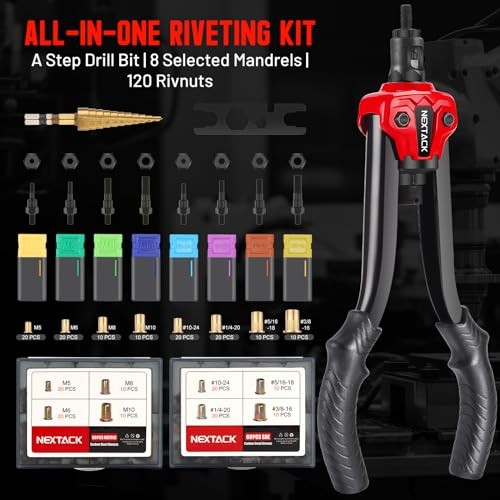 13-Inch Rivet Nut Tool Kit with Step Drill Bit - 120 Nutserts