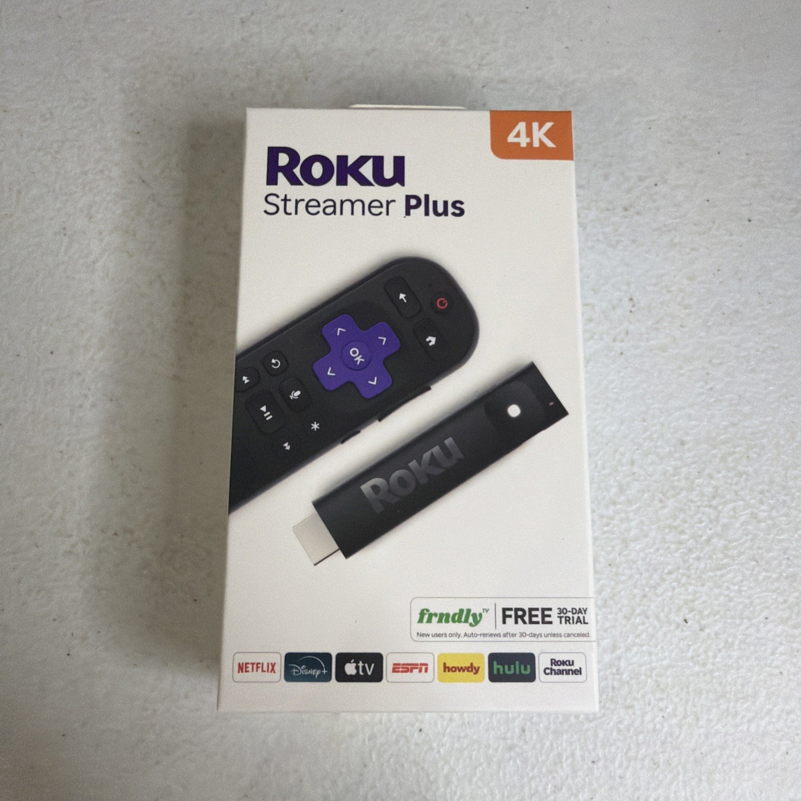 Roku Streamer Plus Streaming Device, 4K UHD with HDR, Voice Remote, TV-Powered,