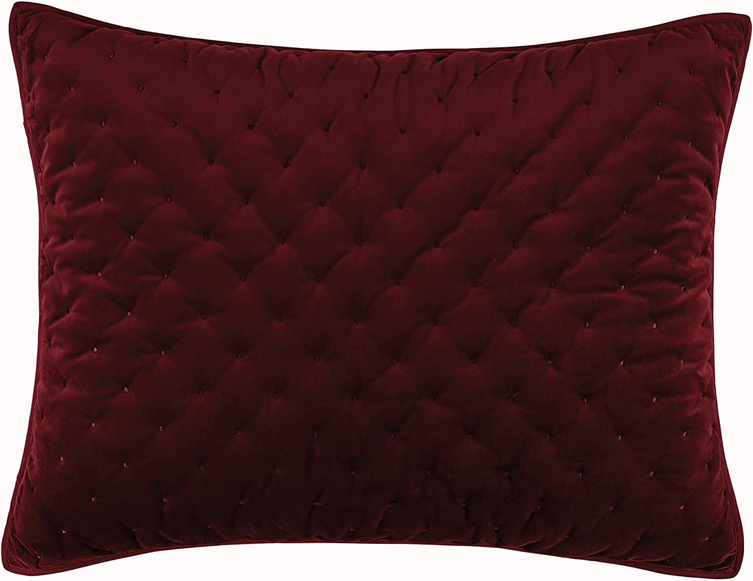 Croscill CARISSA Quilted Pillow Sham Velvet Merlot Red Burgundy Wine NWT - King
