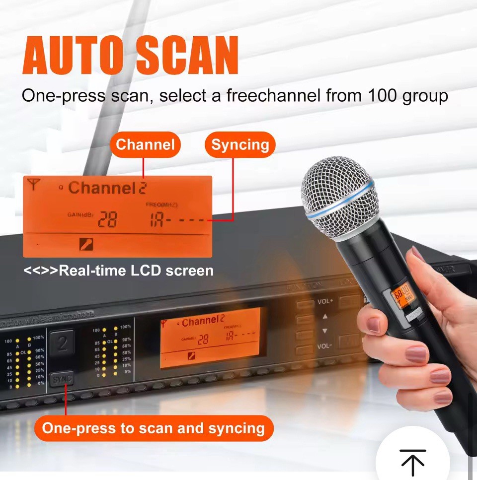 UX22 Professional Portable Microphone 2 Channel Handheld UHF Wireless Microphone