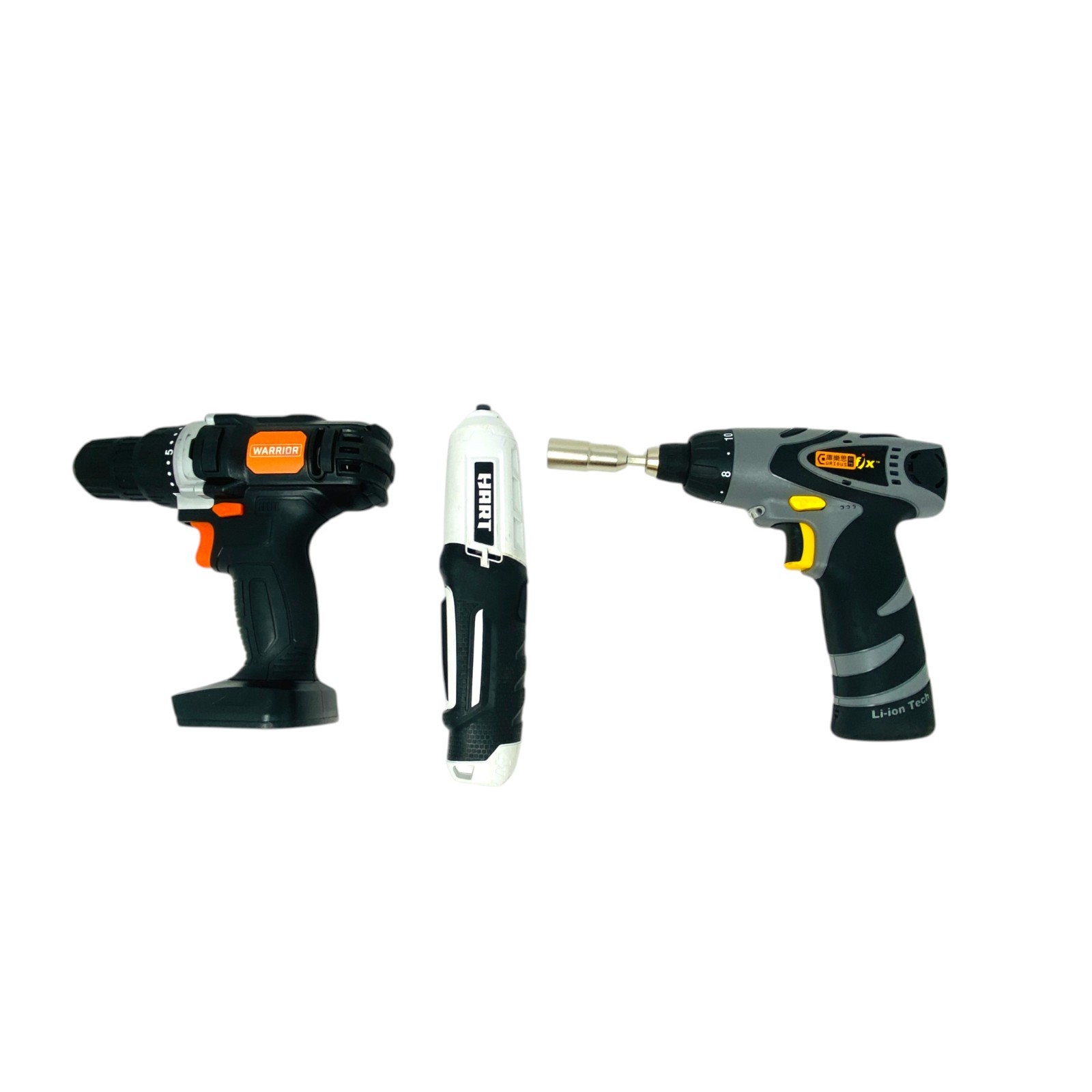Lot of 3 Cordless Drills Screwdrivers Warrior 18V Durofix 8V HART 4V Bare Tools